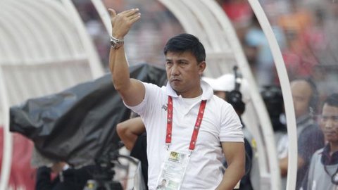 Manajer Persija Jakarta, Ardhi Tjahjoko berbicara kepada awak media di sela acara peluncuran bus baru Macan Kemayoran di JIEXPO Kemayoran, Jakarta Pusat, Rabu (20/5/2026). (Bola.com/Hery Kurn