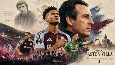 Cover Aston Villa juara Liga Europa.