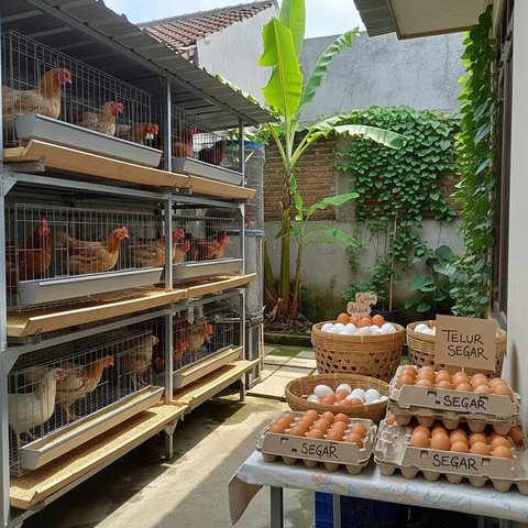 Ternak Ayam Rumahan yang Menghasilkan Telur Omega Sehat (Foto: Gemini AI)