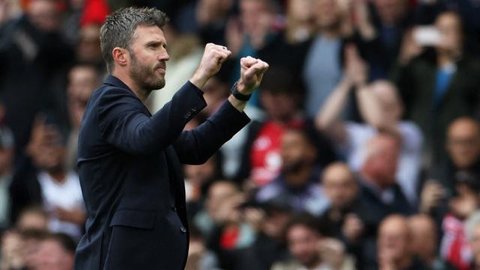 Pelatih sementara Manchester United asal Inggris, Michael Carrick, bereaksi setelah pertandingan Liga Inggris antara Manchester United dan Liverpool di Old Trafford, Manchester, barat laut Inggris, pada 3 Mei 2026.