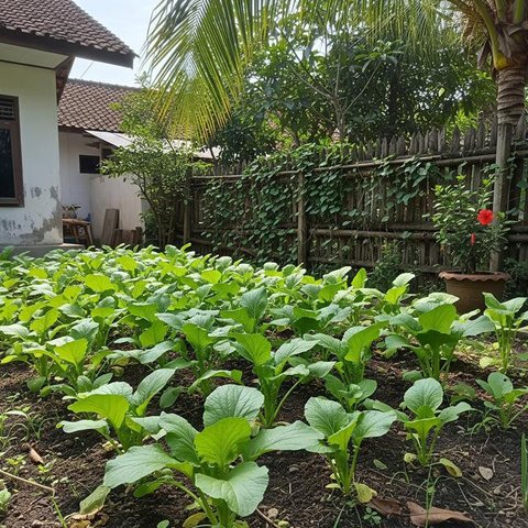 Kebun Sayur dengan Polybag/Model Kebun Sayur di Pekarangan Rumah (Sumber: gemini.com)