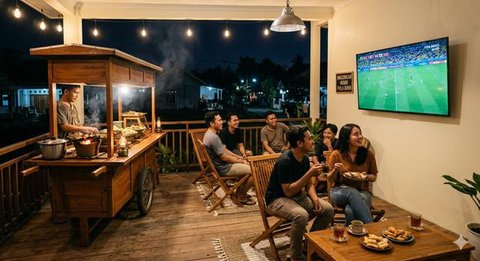 Inspirasi Desain Angkringan di Desa dengan Tempat Nobar Piala Dunia. Gemini