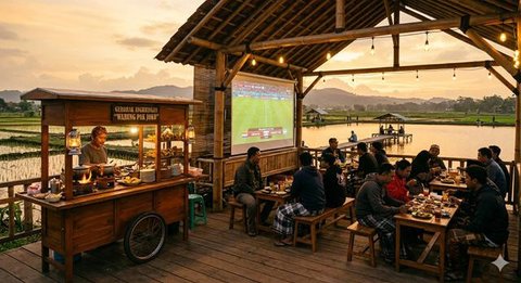 Inspirasi Desain Angkringan di Desa dengan Tempat Nobar Piala Dunia. Gemini
