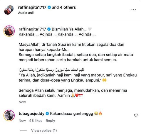 Setelah naik haji, Raffi Ahmad memangkas rambut lalu silaturahmi dengan Menteri Bahlil Lahadalia. Selain menasihati, Bahlil melantun doa untuk bangsa. (Foto: Dok. Instagram @raffinagita1717)