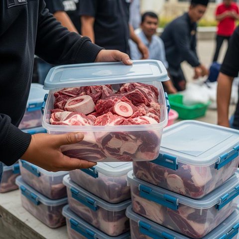 Ilustrasi Menyimpan Daging Kurban di Kulkas/Gemini AI
