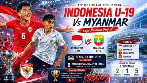 Timnas Indonesia U-19 vs Myanmar U-19, Piala AFF U-19 2026. (Generated AI Chatgpt)