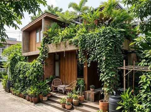 Contoh Rumah Tipe 21 dengan Rooftop Hijau  (Sumber: gemini.com)