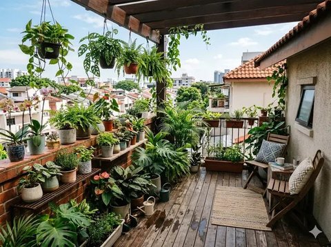 Contoh Rumah Tipe 21 dengan Rooftop Hijau  (Sumber: gemini.com)