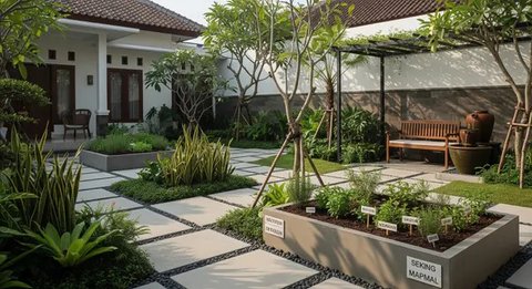 Ide Halaman Depan Rumah yang Mudah Dirawat oleh Lansia/Gemini AI