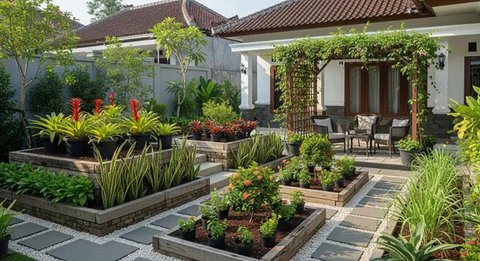 Ide Halaman Depan Rumah yang Mudah Dirawat oleh Lansia/Gemini AI