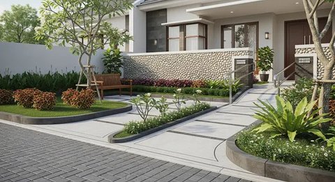 Ide Halaman Depan Rumah yang Mudah Dirawat oleh Lansia/Gemini AI