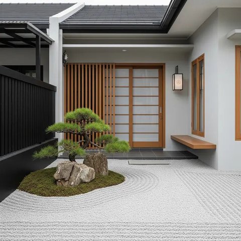 Desain Area Depan Rumah Ala Jepang/AI