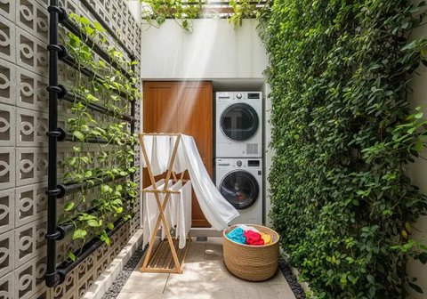 Inspirasi Area Jemuran dengan Roster Rumah Type 36. (Foto: AI)