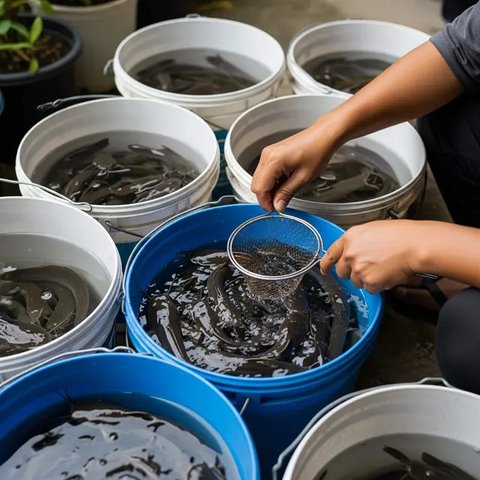 Usaha Ternak Ikan Air Tawar Panen 2 Bulan di Rumah Subsidi (Foto: AI)