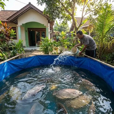Usaha Ternak Ikan Air Tawar Panen 2 Bulan di Rumah Subsidi (Foto: AI)