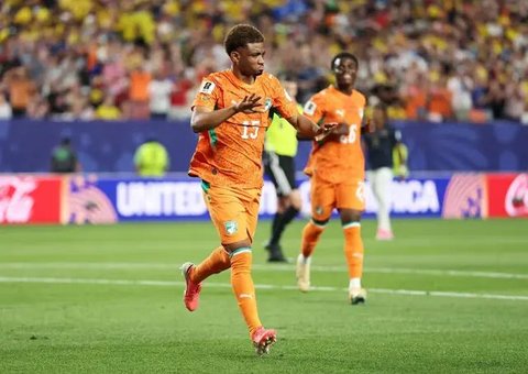 Amad Diallo #15 dari Pantai Gading merayakan gol pertama timnya selama pertandingan Grup E Piala Dunia 2026 antara Pantai Gading dan Ekuador di Stadion Philadelphia pada 14 Juni 2026 di Phila