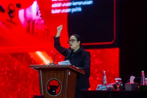 Ketua DPP Bidang Politik PDI Perjuangan Puan Maharani di Rakernas PDIP