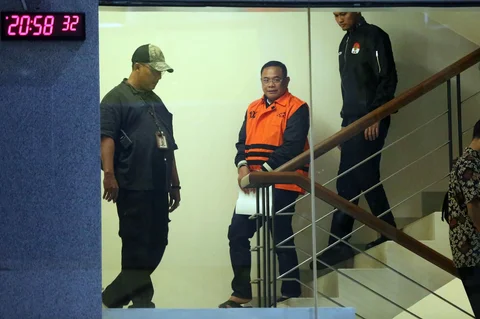 Bupati Pati, Sudewo usai menjalani pemeriksaan intensif di Gedung Merah Putih Komisi Pemberantasan Korupsi (KPK), Jakarta, Selasa (20/1/2026) malam.