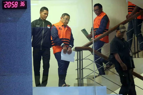 Bupati Pati, Sudewo usai menjalani pemeriksaan intensif di Gedung Merah Putih Komisi Pemberantasan Korupsi (KPK), Jakarta, Selasa (20/1/2026) malam.