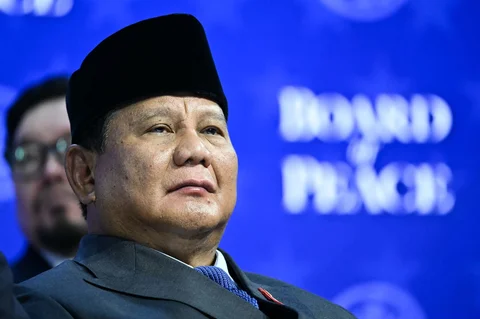 Presiden Prabowo Subianto saat menghadiri pertemuan "Dewan Perdamaian" selama pertemuan tahunan Forum Ekonomi Dunia (WEF) di Davos Swiss, Kamis (22/01/2026).