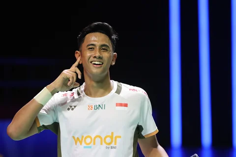 Tunggal putra Indonesia, Alwi Farhan,  usai menyingkirkan wakil Taiwan, Chi Yu Jen, dengan skor telak dua gim langsung, 21-11 dan 21-12 pada babak semifinal  Indonesia Masters 2026 di Istora Senayan, Jakarta, Sabtu (24/01/2026).