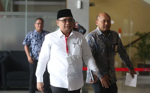 Tersangka kasus dugaan korupsi kuota haji dan penyelenggaraan ibadah haji Yaqut Cholil Qoumas saat memenuhi panggilan KPK di Gedung Merah Putih KPK, Jakarta, Jumat (30/1/2026)