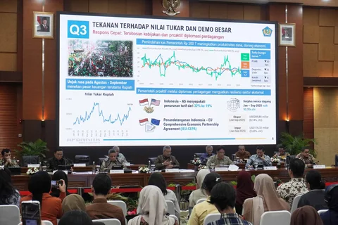 Menteri Keuangan Purbaya Yudhi Sadewa saat konferensi pers &ldquo;APBN Kita&rdquo; Edisi Januari 2026 di Gedung Djuanda I, Jakarta, Kamis (08/01/2026).