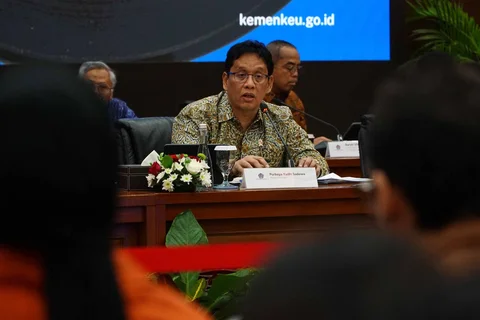 Menteri Keuangan Purbaya Yudhi Sadewa saat konferensi pers &ldquo;APBN Kita&rdquo; Edisi Januari 2026 di Gedung Djuanda I, Jakarta, Kamis (08/01/2026).