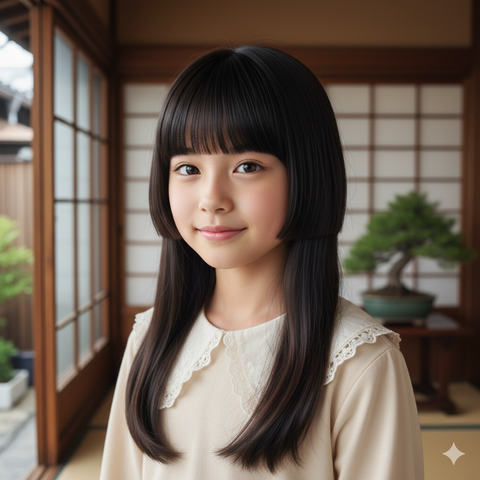 Gaya Rambut Hime Cut Panjang