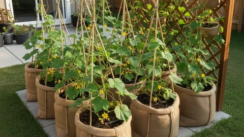 Model Kebun Timun dari Karung Bekas
