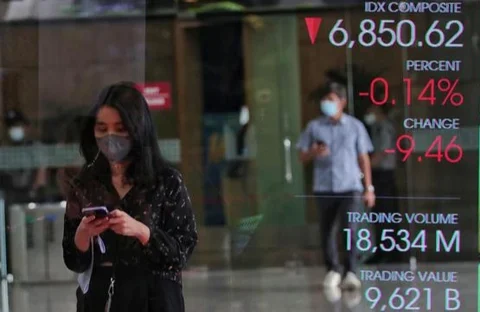 Orang-orang memperhatikan layar digital yang menampilkan pergerakan Indeks Harga Saham Gabungan (IHSG) di Bursa Efek Indonesia, Jakarta, Kamis (29/1/2026). Indeks Harga Saham Gabungan (IHSG)