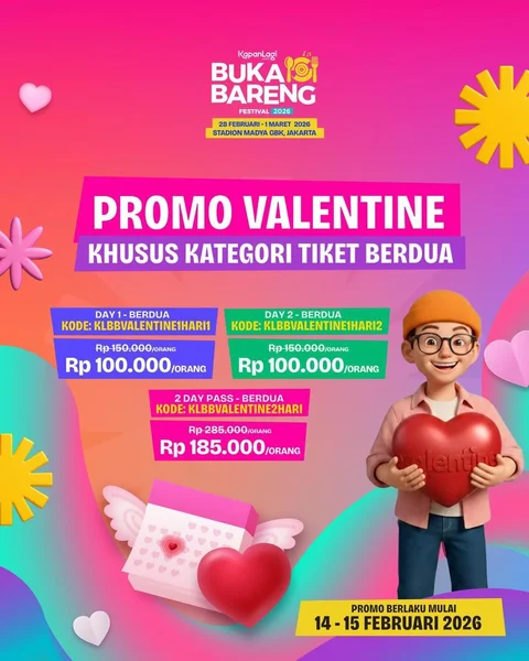 KLBB Festival 2026 Hadirkan Promo Valentine, Tiket Berdua Lebih Murah