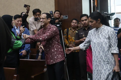 Terdakwa kasus dugaan korupsi dalam digitalisasi pendidikan pengadaan laptop Chromebook Nadiem Makarim bersiap menjalani sidang lanjutan dengan agenda mendengarkan keterangan saksi dari Jaksa Penuntut Umum di Pengadilan Tipikor, Jakarta, Senin (02/02/2026).