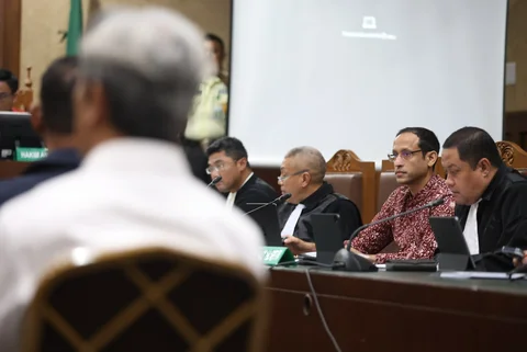 Terdakwa kasus dugaan korupsi dalam digitalisasi pendidikan pengadaan laptop Chromebook Nadiem Makarim bersiap menjalani sidang lanjutan dengan agenda mendengarkan keterangan saksi dari Jaksa Penuntut Umum di Pengadilan Tipikor, Jakarta, Senin (02/02/2026).