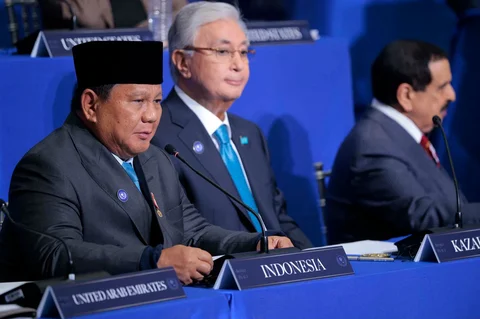 Presiden Prabowo Subianto saat menghadiri pertemuan perdana Dewan Perdamaian di Institut Perdamaian Donald J. Trump pada 19 Februari 2026 di Washington, DC.