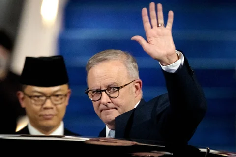Perdana Menteri Australia Anthony Albanese di Bandara Internasional Halim Perdanakusuma di Jakarta, Kamis (05/02/2026).