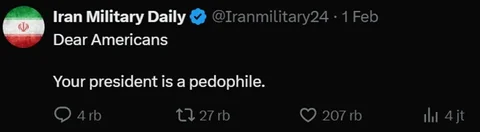 Akun militer Iran Sentil Warga AS