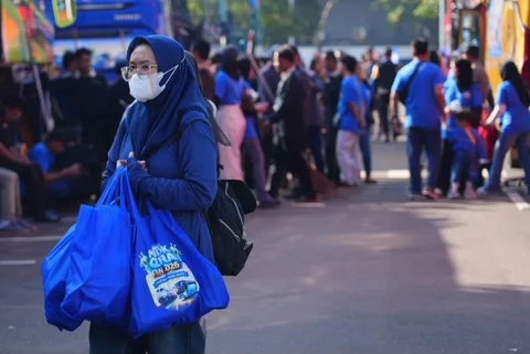 Peserta Mudik Ceria PAN 2026 di  kompleks parlemen, Senayan, Jakarta, Minggu (15/03/2026)