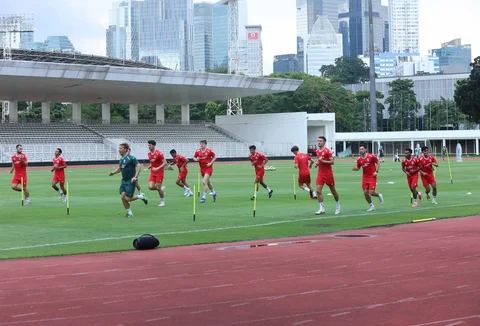 Timnas Indonesia menggelar sesi latihan kedua jelang FIFA Series 2026 di Stadion Madya, Gelora Bung Karno, Jakarta,  Selasa (24/03/2026) sore WIB.