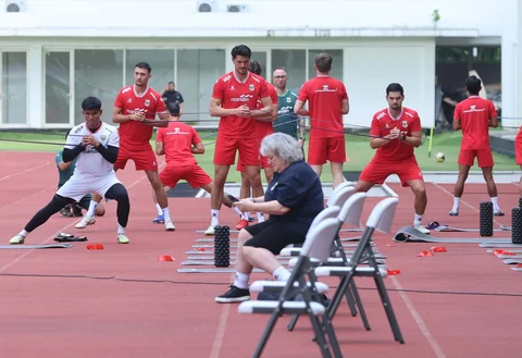 Timnas Indonesia menggelar sesi latihan kedua jelang FIFA Series 2026 di Stadion Madya, Gelora Bung Karno, Jakarta,  Selasa (24/03/2026) sore WIB.