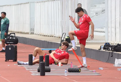 Sejumlah pesepak bola Timnas Indonesia mengikuti latihan jelang laga FIFA Series di Stadion Madya, Senayan, Jakarta, Minggu (29/3/2026)