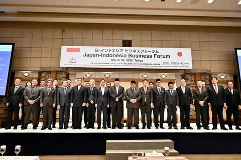 Presiden Prabowo Subianto menghadiri Forum Bisnis Indonesia-Jepang, yang digelar di Imperial Hotel Tokyo. (Foto: Biro Pers Istana)