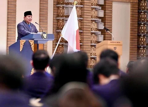 Presiden Prabowo Subianto menghadiri Forum Bisnis Indonesia-Jepang, yang digelar di Imperial Hotel Tokyo. (Foto: Biro Pers Istana)