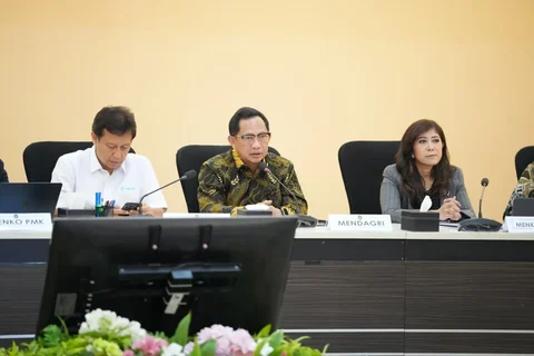 Mendagri saat Rakor Tingkat Menteri Sinkronisasi Koordinasi dan Pengendalian (SKP) Pencegahan dan Penanganan Masalah Kesehatan Jiwa pada Anak dan Remaja.