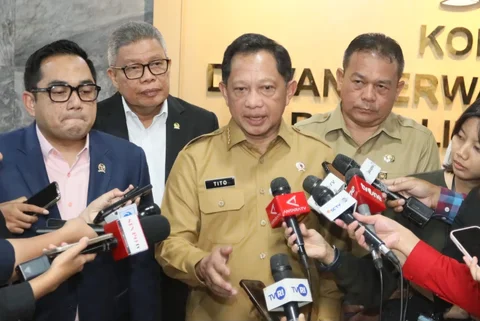 Mendagri Tito Karnavian usai RDP terkait Otsus Papua, Otsus Aceh dan Keistimewaan DIY di Komisi II DPR RI