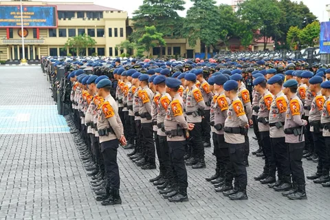 Apel pembukaan Rakernis Korps Brimob Polri 2026 di Mako Korbrimob Kelapadua Depok Jawa Barat Selasa (21/04/2026).