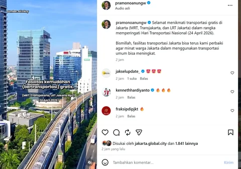 akun instagram Prmaono Anung bebaskan tarif transum