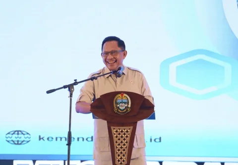 Mendagri Tito Karnavian saat memberikan sambutan dalam acara Musrenbang RKPD Provinsi Sumut Tahun 2027