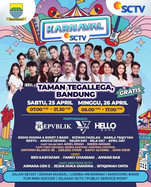 Karnaval SCTV 2026 Dibuka di Bandung, Konser Meriah dan Ragam Hiburan Gratis Dihadirkan