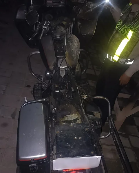 Motor Harley Davidson Terbakar Hebat di Denpasar